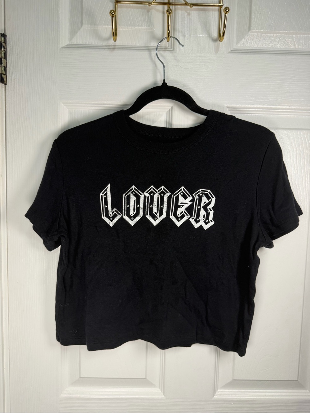 Black "Lover" Graphic Crop Tee - ModernLux